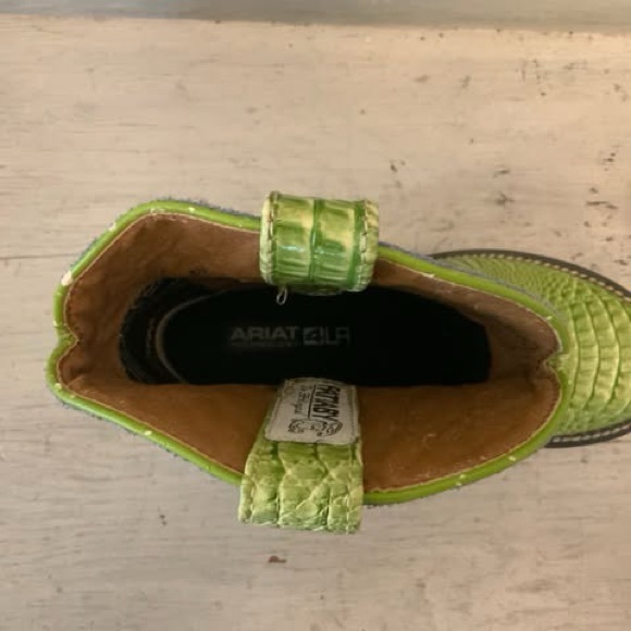 ARIAT Fatbaby Lime Green Faux Snakeskin Blue Leather Upper Boots Size U.S. 7 GC - Picture 8 of 8